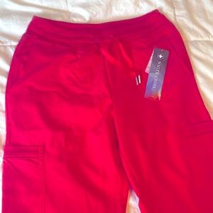 White Cross Fit Scrub Pants